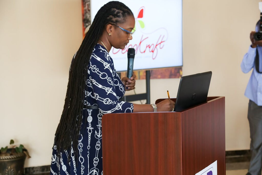 Dr. Hazel Berrard Amuah, Director of HR at Guinness Ghana Breweries Limited delivring a speech at HRPB19